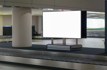 Blank billboard posters in the airport,Empty advertising billboard at aerodrome.