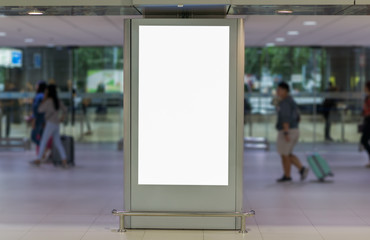 Blank billboard posters in the airport,Empty advertising billboard at aerodrome.