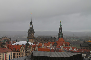 Obraz premium Panoramic View of Dresden historical center at winter time. Saxony, Germany.