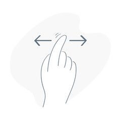 Finger swipe icon illustration vector symbol. Swipe by hand, selection, choice, ui element with lest and right arrows. Thin line vector illustration.