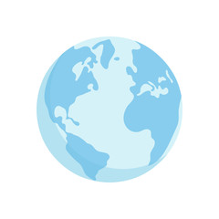 American, European globe Earth map on white background. Flat vector.