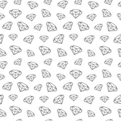 Beautiful vector seamless pattern with diamond on a white isolated background.