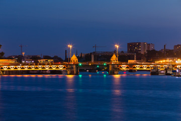 Szczecin.  Long Bridge after dusk