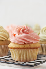 Pink strawberry cupcake