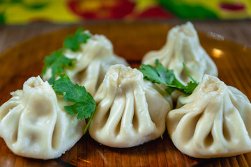 Khinkali - traditional Georgian dumpling dish - popular in the country of Georgia