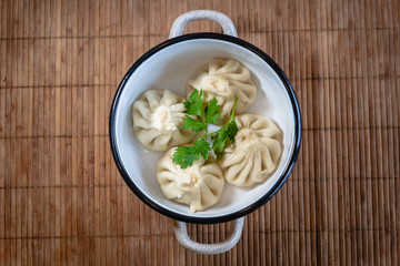Khinkali - traditional Georgian dumpling dish - popular in the country of Georgia