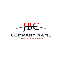 Initial letter JBC, overlapping movement swoosh horizon logo design inspiration in red and dark blue color vector
