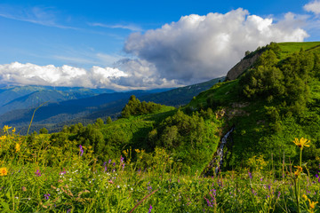 Mountain landscape with creek.
