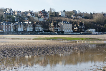 The beach at low-tide at Villers-sur-Mer, Normandy, France