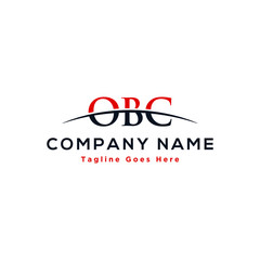 Initial letter OBC, overlapping movement swoosh horizon logo design inspiration in red and dark blue color vector