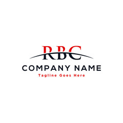 Initial letter RBC, overlapping movement swoosh horizon logo design inspiration in red and dark blue color vector