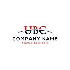 Initial letter UBC, overlapping movement swoosh horizon logo design inspiration in red and dark blue color vector