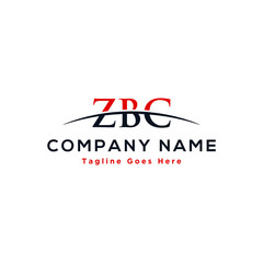 Initial letter ZBC, overlapping movement swoosh horizon logo design inspiration in red and dark blue color vector
