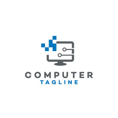 Obraz premium Vector Digital Technology Computer Logo Design