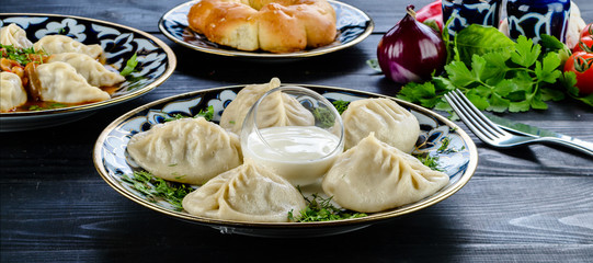 Manti. Traditional meat dish of the peoples of Central Asia