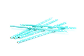 Paper straws on white background