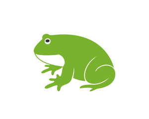 Green frog logo. Abstract frog on white background