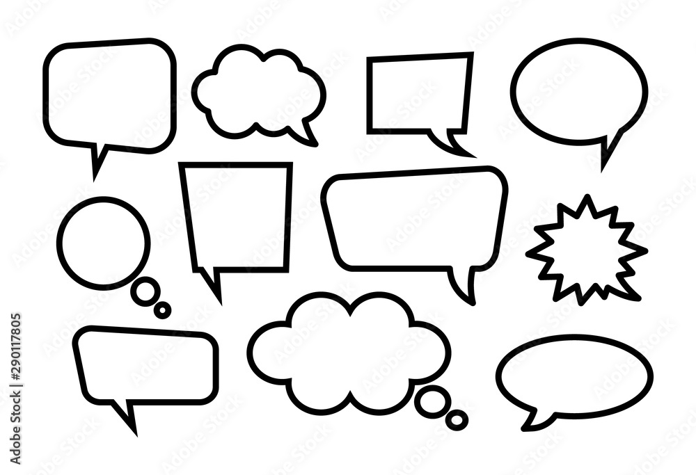 Aufkleber set of empty speech bubbles. thin line. vector illustration.