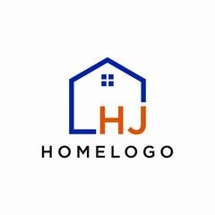 letter HJ Line House Real Estate Logo. home initial H and J concept. Construction logo template, Home and Real Estate icon. Housing Complex Simple Vector Logo Template. - vector