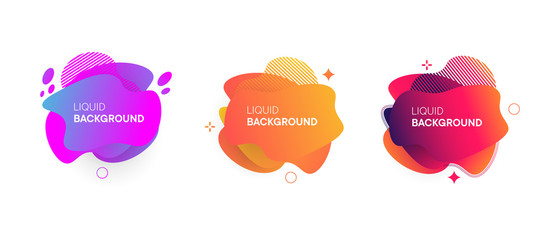 Set of abstract modern graphic banners. Liquid shape colorful elements. Fluid background with Gradient. Template for your design, logo, flyer or presentation