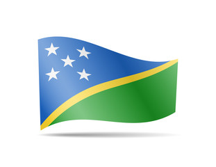 Waving Solomon Islands Flag on white. Flag in the Wind.