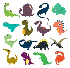 Fotobehang Funny cartoon dinosaurs collection. Vector illustration © ARNICA
