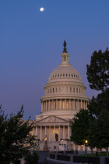 Moonset Over the US Capitol