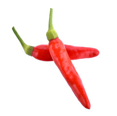 Red hot chili peppers isolated on white background