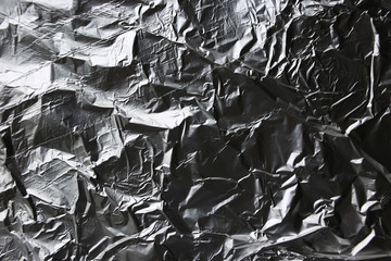 Wrinkled foil silver background texture