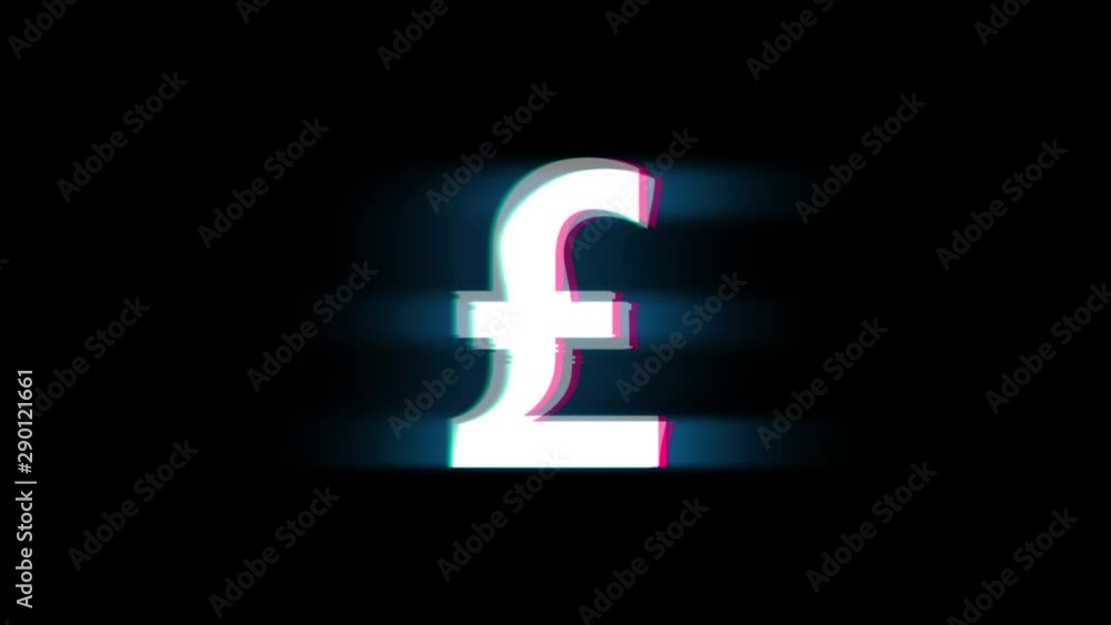 Aufkleber pound sterling currency symbol on glitch led screen retro vintage display animation 4k animation sea