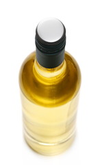 Bottle wine isolated on white background, top view