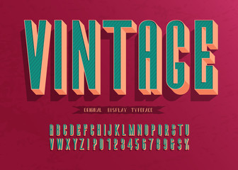 3d vector vintage  font and Condensed Alphabet.