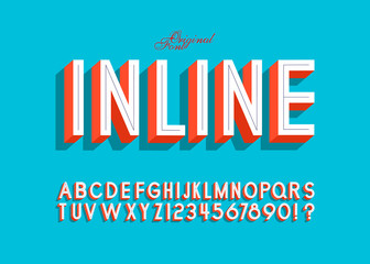 "Inline" Vintage 3D Condensed Alphabet
