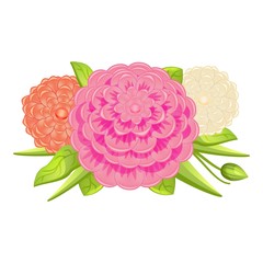 Fashion camellia bouquet icon. Cartoon of fashion camellia bouquet vector icon for web design isolated on white background