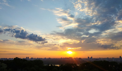 Morning sunrise over the city