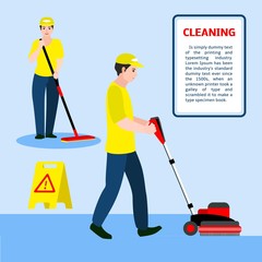 Floor cleaning concept banner. Flat illustration of floor cleaning vector concept banner for web design