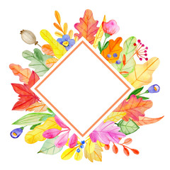 Watercolor autumn floral banner