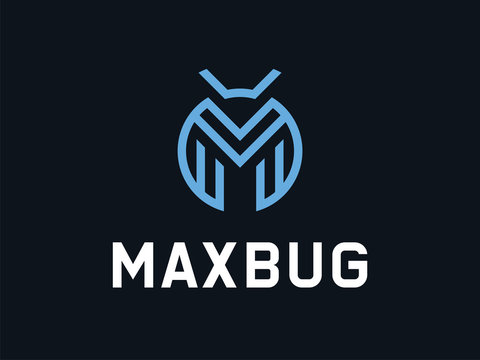 Vector logo bug. Template letters M. Tech sign.