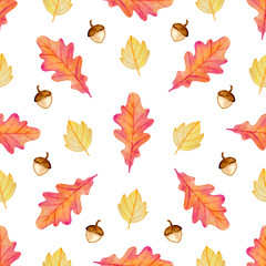 Pattern with acorns and orange oak leaves.