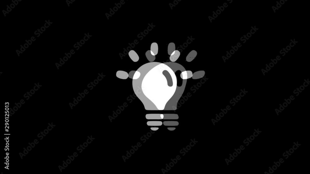 Poster bulb light icon old vintage twitched bad signal screen effect 4k animation. twitch, noise, glitch lo