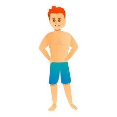 Fototapeta premium Red hair boy swim shorts icon. Cartoon of red hair boy swim shorts vector icon for web design isolated on white background