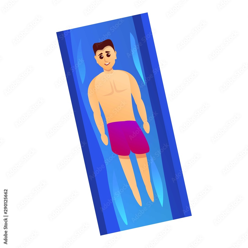 Poster man rest on water mattress icon. cartoon of man rest on water mattress vector icon for web design is