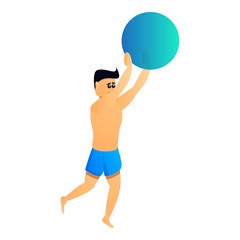 Man play beach ball icon. Cartoon of man play beach ball vector icon for web design isolated on white background