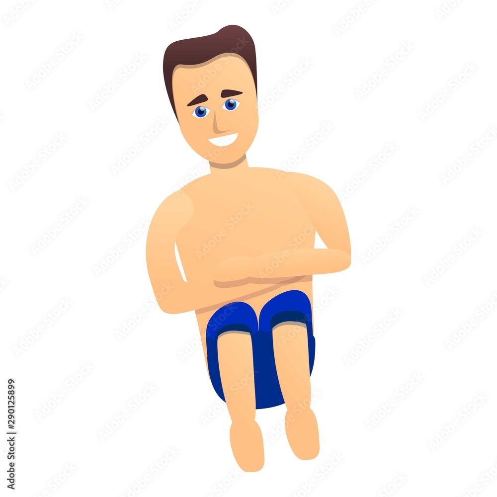 Poster smile boy jump in pool icon. cartoon of smile boy jump in pool vector icon for web design isolated o