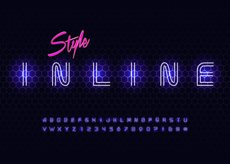 Vector of abstract neon font and alphabet.