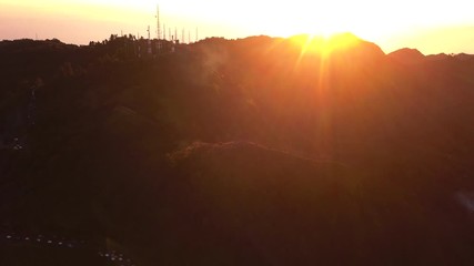AERIAL: Landscape next to caldera Bromo volcano in sunrise time, Java island, Indonesia