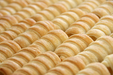 Foam rolls or Schillerlocken Schaumrollen for sweet pastry