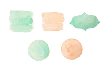Watercolor circles. Abstract hand drawn watercolor illustration elements. Pastel watercolor elements isolated.
