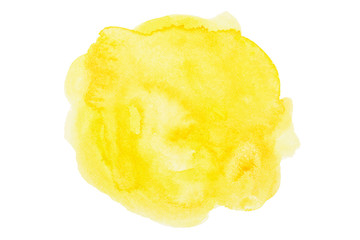 Watercolor yellow circle color isolated. Hand drawn watercolor.