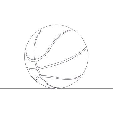 continuous single drawn line art doodle  basketball  ball